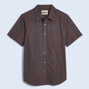 Madewell Perfect Short-Sleeve Shirt in Seersucker - “Thundercloud” - Large
